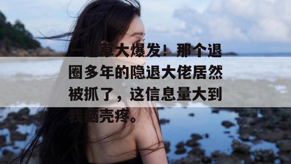 一起草大爆发！那个退圈多年的隐退大佬居然被抓了，这信息量大到我脑壳疼。