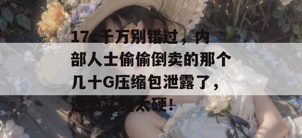17c千万别错过，内部人士偷偷倒卖的那个几十G压缩包泄露了，这波实锤太硬！